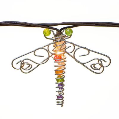 China Hanging Light Electric Outdoor 10 Patio Beaded Decorative Dragonfly String Light for sale