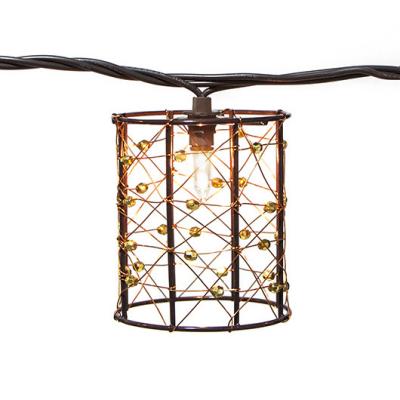 China Hollow Out Steel Cylinder - With Decorative Pearl Copper Wire 10 Cylinder Outdoor Beaded Patio String Light for sale