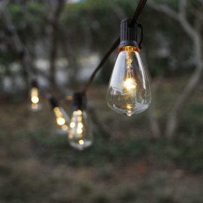 China 15FT Outdoor Hanging Patio Decoration 10 Counts ST38 Edison LED Bulb Solar Powered String Lights for sale