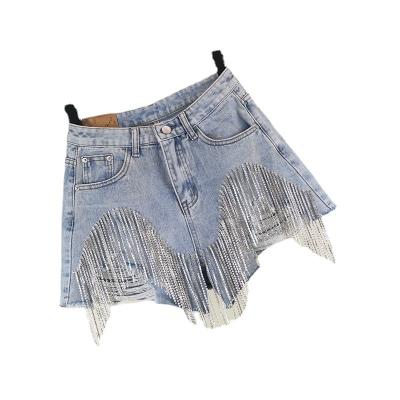 China New Arrive Breathable Jean Denim Shorts Ripped Casual Women's Sexy Tight Fashionable Tassel Zipper Summer Pocket Custom Made for sale