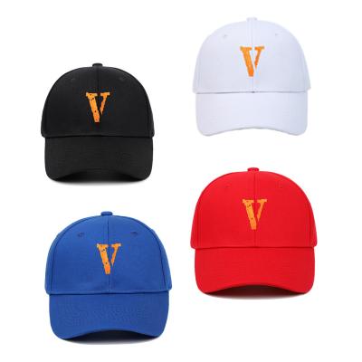 China Wholesale High Quality Brand V COMMON Buckle Custom Brim Structured Sports Baseball Caps Outdoor Hats With Stickers for sale