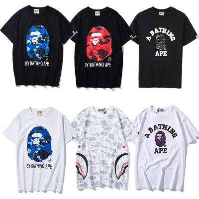 China High Quality Breathable BAPES Brand T Shirt Men Trendy Designer Loose Printed Casual T-shirt Sports T-shirt for sale