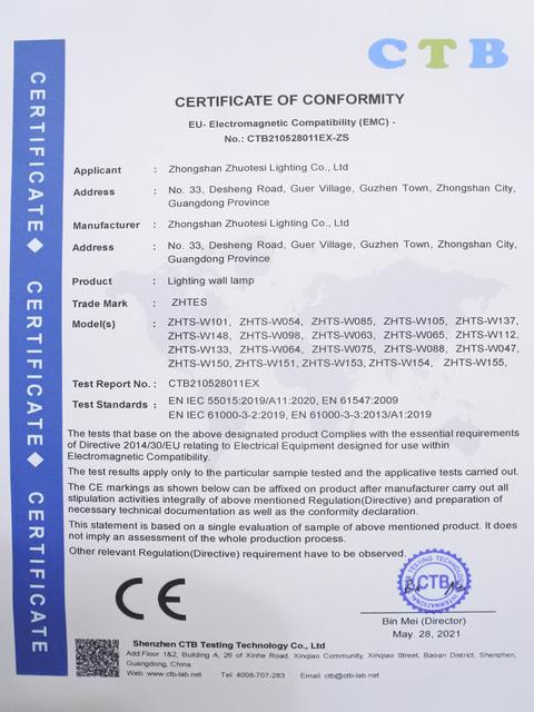 CE - Zhongshan Zhuotesi Lighting Co., Ltd.