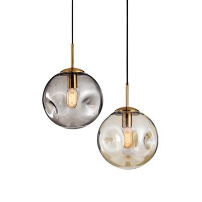 China Simple Gray Hotel LED Indoor Nordic Glass Lighting Living Room Smoke Pendant Lamp for sale