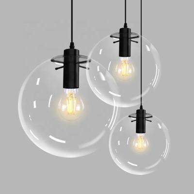 China Living Room Style Modern CE Clear Bubble Glass Alone Round Pendant Lights for sale