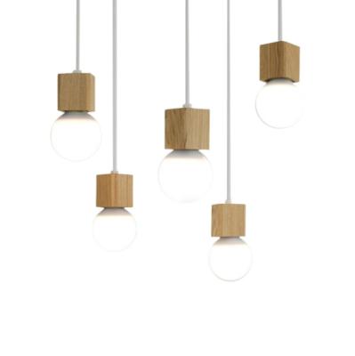 China Modern Rustic Wooden Rectangle Chandeliers Decor Room Kids Pendant Lights for sale