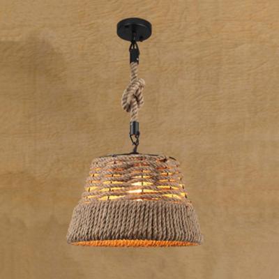 China Living Room Home Farmhouse Decor Vintage Hat Shape Led Hemp Rope Pendant Lighting for sale