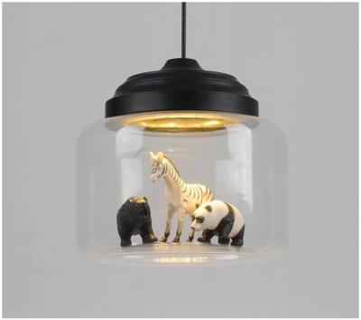 China Living Room Bar Restaurant Cafe Animals Individual Light Nordic Creative Cartoon Glass-metal Pendant Light for sale