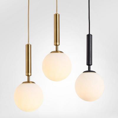 China Living Room New Design Black Copper Metal Diameter 20 Cm Glass Ball Pendant Lights for sale