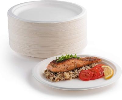 China Disposable Eco-friendly Sugarcane Bagasse Dish Dinner Charger Plates Round Dish for sale