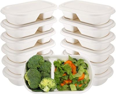 China Disposable Sugarcane Bagasse Clamshell Takeout Food Container With Bagasse Lid for sale