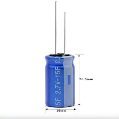 China Factory Price Newest Wholesale Size Voltage 2.7V 15F Automotive Super Capacitors 2.7V 15F 16*26.5mm for sale