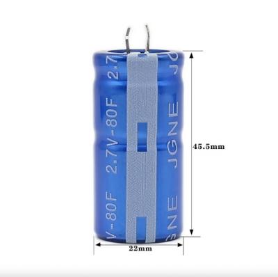 China Newest Factory Price Wholesale Size Voltage 2.7V 80F Automotive Super Capacitors 2.7V 80F 22*45.5mm for sale