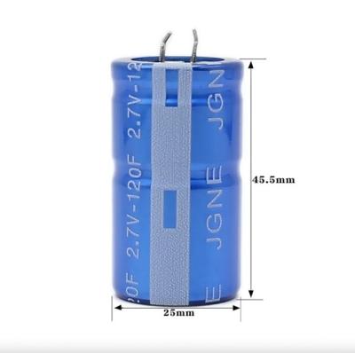 China Newest Factory Price Wholesale Size Voltage 2.7V 120F Automotive Super Capacitors 2.7V 120F 25*45.5mm for sale