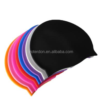 China Seepdo Quality Adult/Kid's Sizes Customized Logo Printed Waterproof Silicone Swim Cap For Swimming for sale