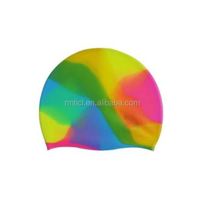 China Swim Waterpro Rainbow Silicone Waterproof Swimming Cap for sale