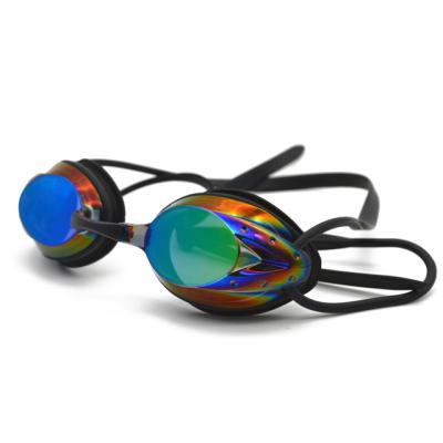 China Impact-Resistance Adult Swimming Goggles Waterproof Colorful Plating Small Mirror Racing Goggles Black Colorful for sale