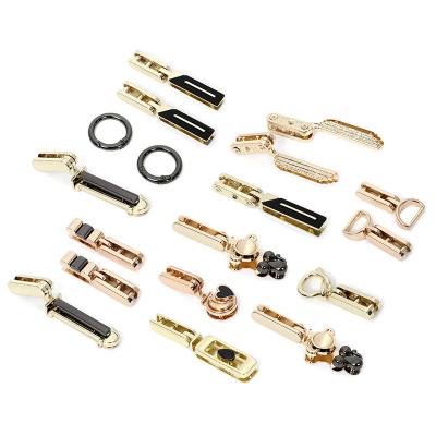 China Customizable Accessories Zinc Alloy Light Gold Buckle Decoration DIY Drill Handle Two-Piece Buckle Bag Handles Handbag Hardware Other for sale