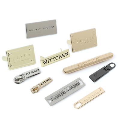 China Customizable trademark metal tag label bag accessories metal logo bag parts for handbag for sale