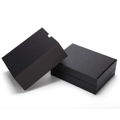 China Recyclable Gift Box With Lid Gold Stamping Logo Black Cover Custom Paper Box With Sleeve for sale