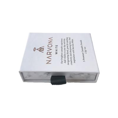 China Recyclable White Marble Pattern Rigid Packaging Box Custom Drawer Box With Paper Insert for sale