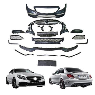 China Plastic suitable for Mercedes-Benz w205 c class 2015 2021 upgrade modification C63 AMG body kit front bumper GT grille for sale