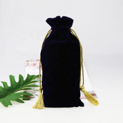 China Custom logo huahao small handled velvet drawstring jewelry black bag with logo for sale