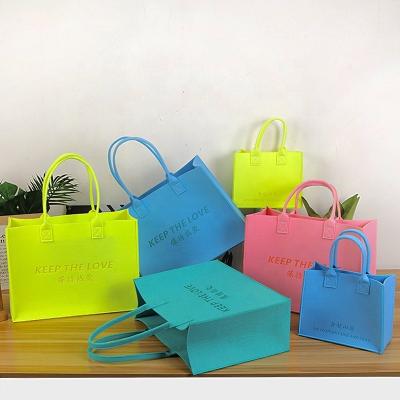 China huahao oem custom 3mm kids eco friendly handled thick felt tote bag for shopping for sale