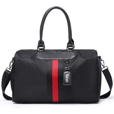 China Custom Logo Leisure Large Tote Travel Women's Duffel Bag Multifunctional Leather Twill Nylon Handle Bag for sale