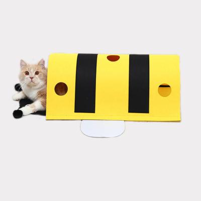 China Breathable Tunnel Toy Bee Shape Cat Cave Felt Hiding Funny Cat Playable And Livable Mat Cat Crawl Tube Hole for sale