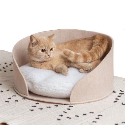 China Breathable 2023 New Design All Seasons Large Space Cat Bed Felt Pet Nest With Soft Cushion for sale