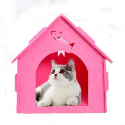 China Available Hot Selling Breathable Four Seasons Detachable Waterproof Felt Chamber Train Cat Cave Pet Nest for sale