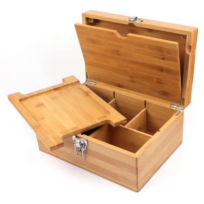 China Europe WOODENWORKERART Wooden Stash Box with Rolling Tray for Herbs and Accessories, Store Grinders, Papers, Portable Organizer for sale