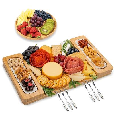 China Sustainable Wood Serving Board  Appetizer & Cheese Platter, Meat and Cheese Tray,Bamboo Cheese Board Set Large Charcuterie Board for sale