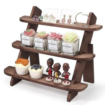 China Europe Earring & Ring Holder Organizer Showcase Tabletop Display Stand For Vendors Wooden Rustic Cupcake Stand Display Riser for sale