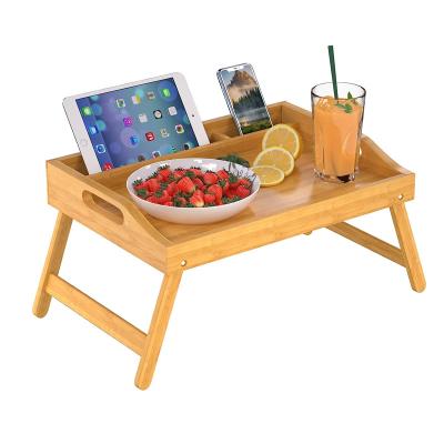 China Home.Restaurant.Bar.Hotel.Wedding. Super Markets Promotion Bamboo Breakfast Food Tray Use As Platter,Laptop Desk,Snack,TV Tray Kitchen ServingTray Bed Handles Folding Legs Wood Tray Table for sale