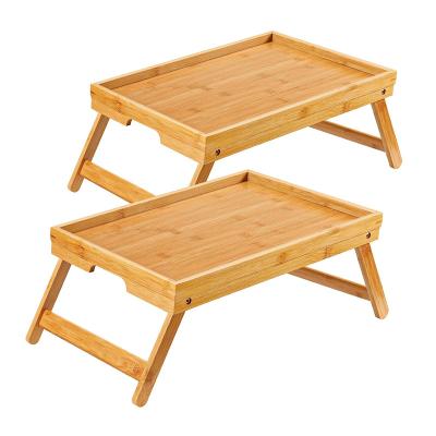 China Sustainable Bed Tray with Handle for Eating,Working,Used As Laptop Desk Snack Table Bamboo Bed Breakfast Tray with Foldable Legs Wood for sale