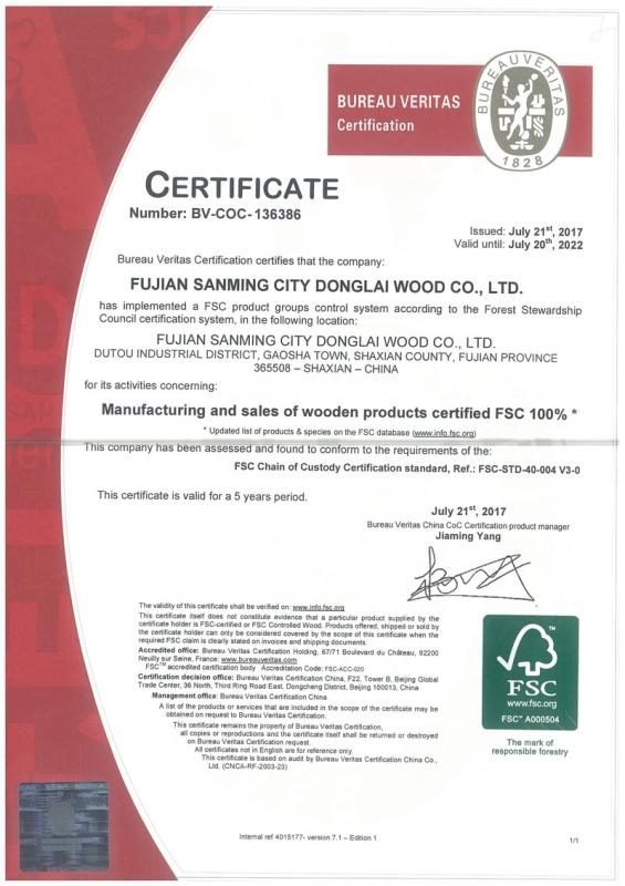 FSC - Fujian Sanming City Donglai Wood Co., Ltd.