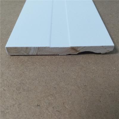 China Contemporary White Radiata Pine Baseboard Gesso Primed Molding Flat Skirting Board for sale