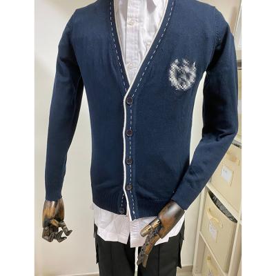 China Breathable Autumn and winter long sleeve v neck wool knitted plain striped cardigan sweater for men for sale