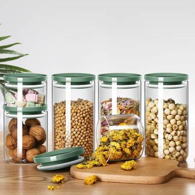 China Factory Wholesale Acacia Glass Lid Container Storage Bamboo Stocked Jar With Manufacturer Price for sale