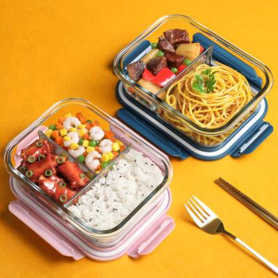 China Stocked Knife Fork And Spoon Food Storage Container Heat Resistant Glass Lunch Box for sale