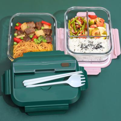 China Tempered Glass Lunch Box Microwave Oven Kids Bowls Glass Bowl Storage Box Food Storage Container With Lid for sale