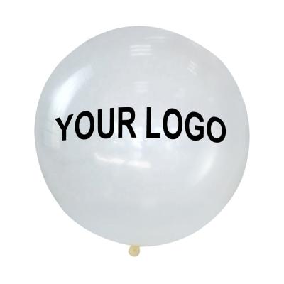 China Large 36 Inch 90cm Transparent Helium Advertising Toy Promotion Big Clear Latex Printed Custom Design Balloon Balloon With Logo Print On for sale