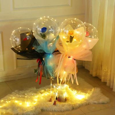 China Gift Toy Hot Gift Toy 2022 Mothers Day Gifts Led Bobo Flower Bouquet Transparent Balloon Stuffers Rose Set For Mother's Day for sale