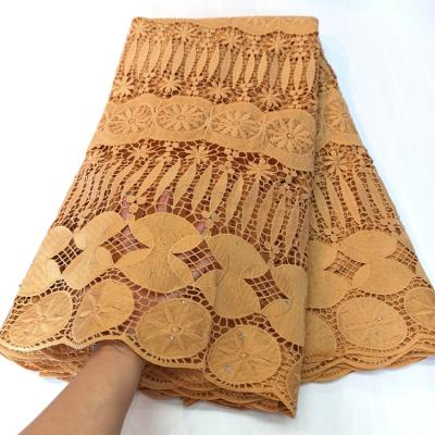 China OK4004 Fashion Design Guipure Lace Fabric Sustainable African Cord Lace Swiss For Women for sale