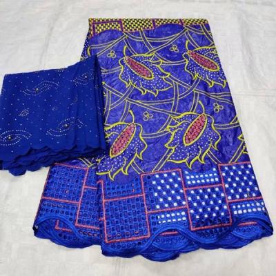 China New Design AN0017 Viable Embroidery African Bazin Lace With Bead 5yards +2yards Net Lace Fabric for sale