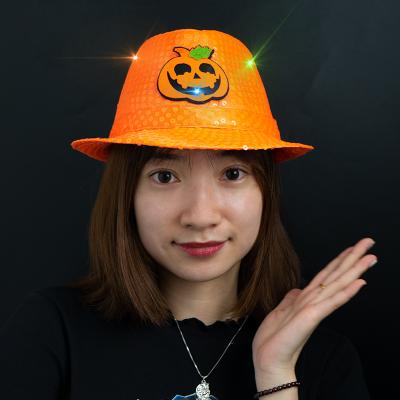 China Thanksgiving Halloween Pumpkin Hat with wizard light decoration party lovely hat for sale