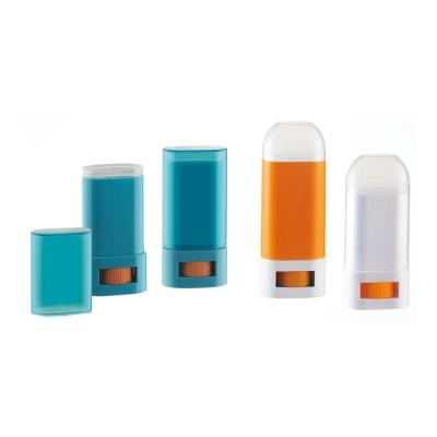 China Cosmetics empty gel flat plastic container 16g 20g stick sun bottle wholesale deodorant stick container for sale