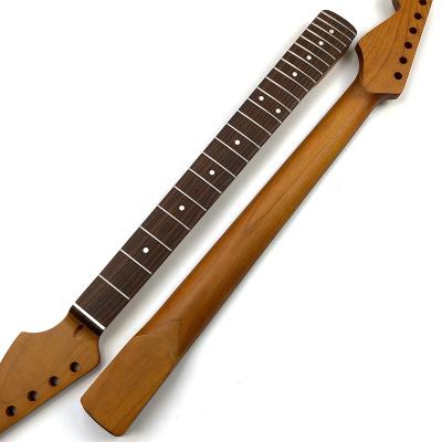 China GUITAR Custom 22 Frets 9.5 Inch Radius Stain 25.5 ST Style roasted maple electric guitar neck with 42mm bone nut for sale